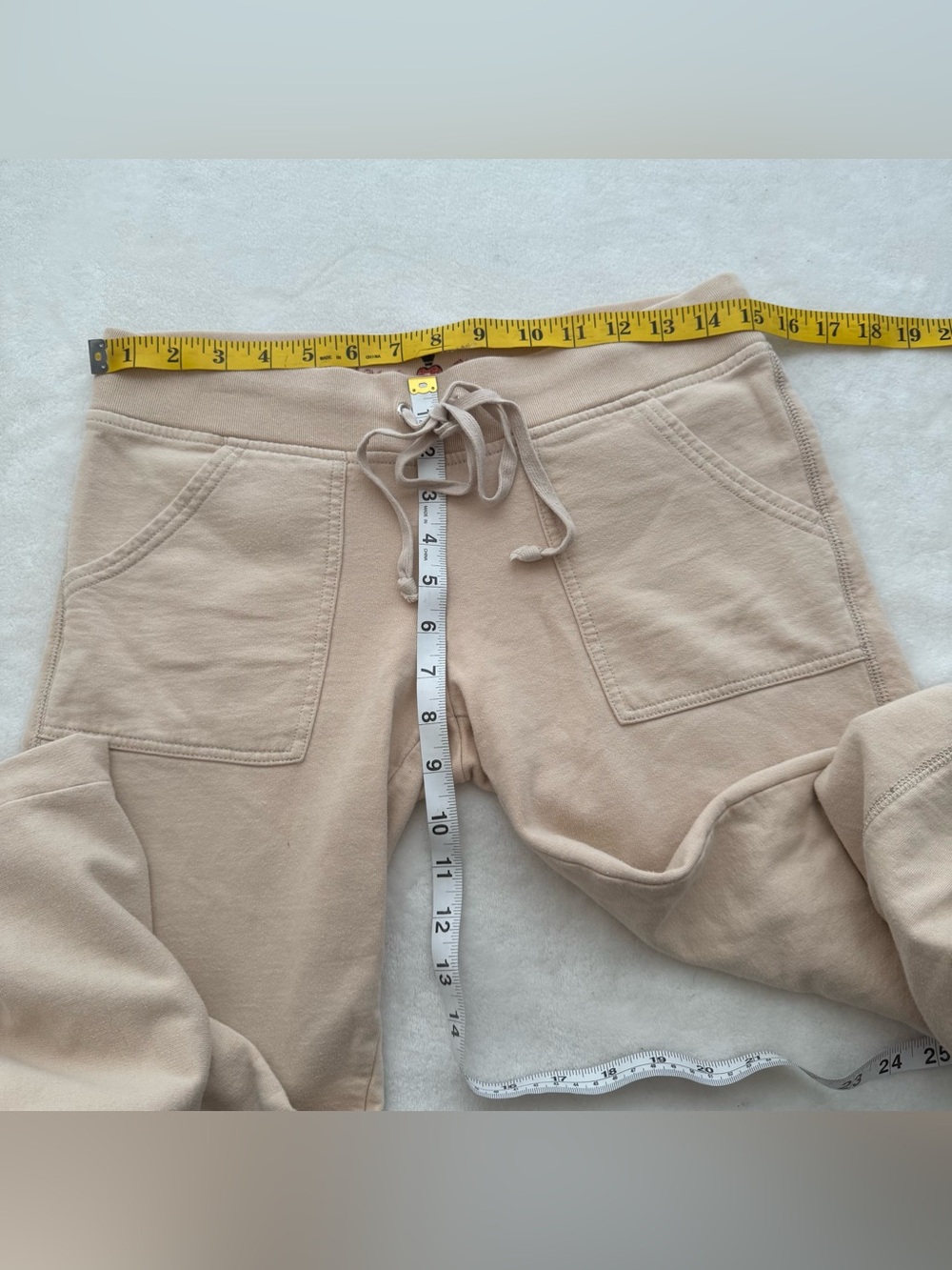 Twisted Heart 100% Cotton Flare Bottom Lounge Pants Small Cream Beige Y2K Casual - Picture 9 of 10